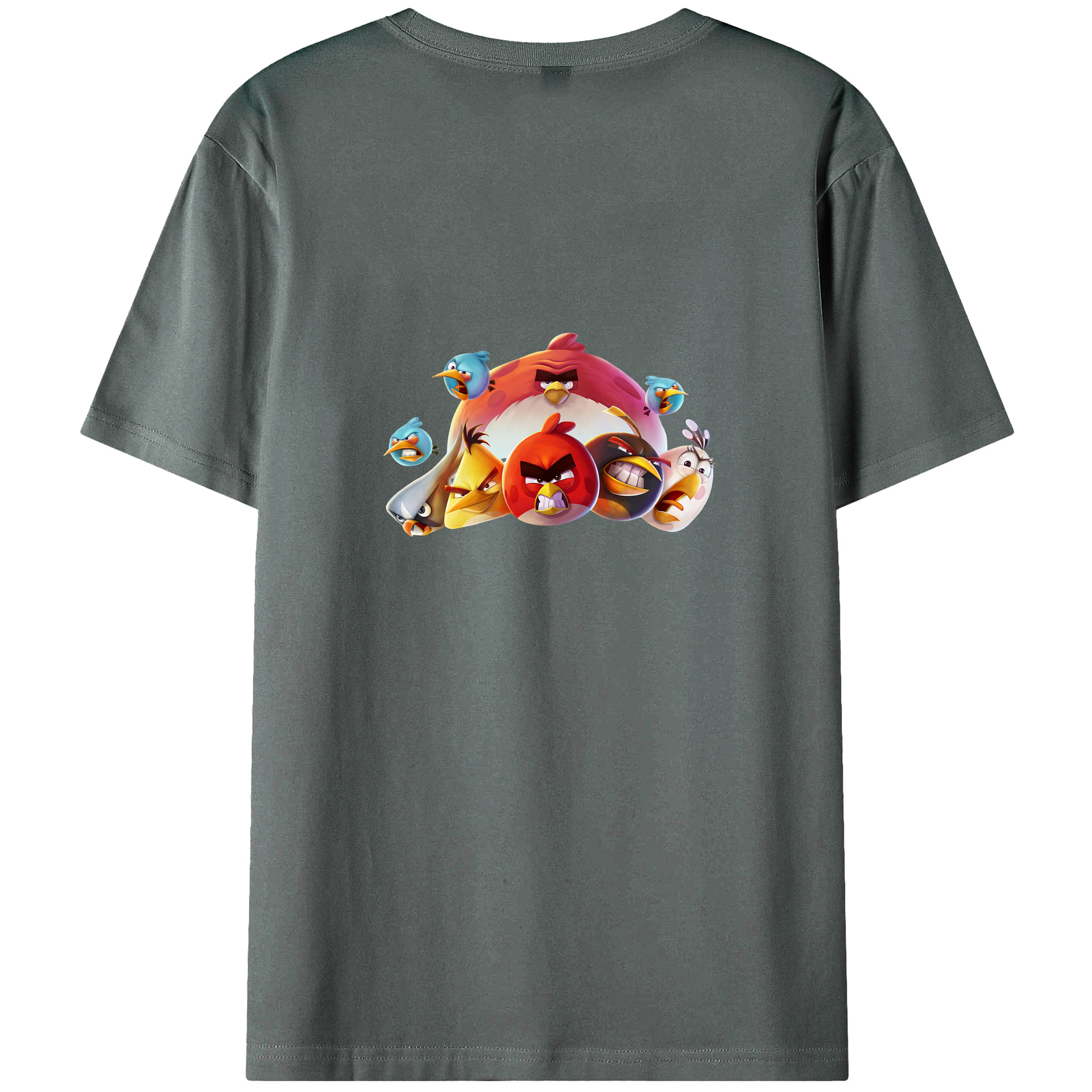 （画像用） Angry Birds アングリーバード 綿100％ メンズ半袖Tシャツ（バックプリント） 通気性